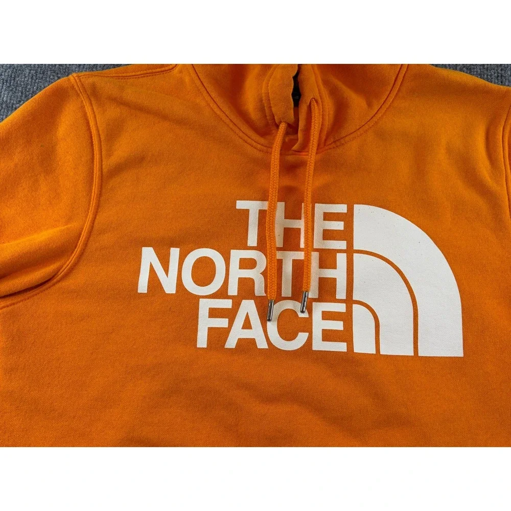 The North Face Mens Half Dome Pullover Hoodie Orange White Logo Small NF0A4M4B